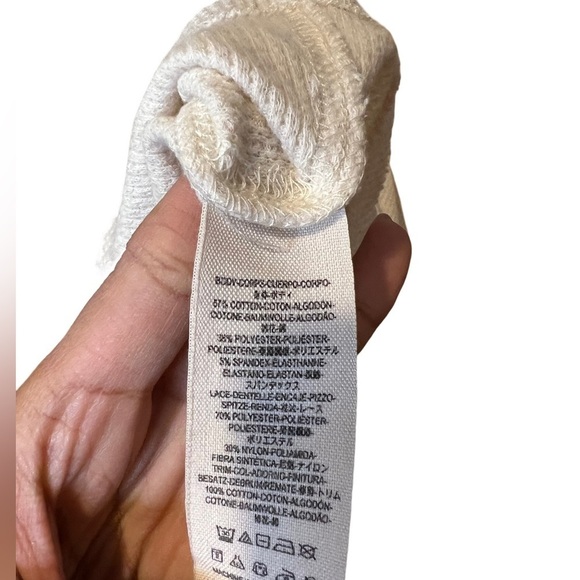 Free People Ivory Last Dance Lace Cuff Thermal Size M - Picture 7 of 8